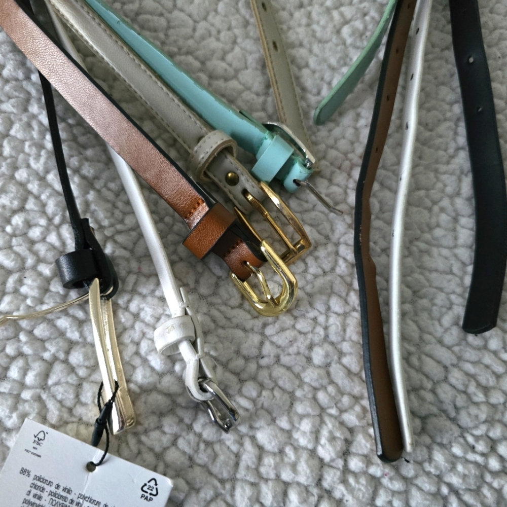☆ Set of Five Stylish Skinny Belts in Various Colors size S-M